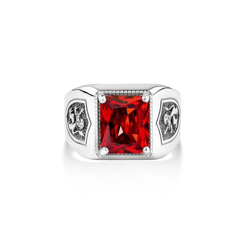 Anello uomo rubino rosso con