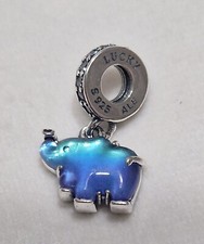 Charm Pendente Elefante Blu Argento S925 ALE Pandora Portafortuna 