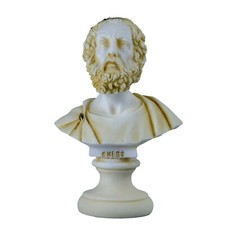 Scultura busto greco Omero statua classica finitura antica volto oro 5,90 pol...