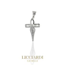 Ciondolo uomo croce oro bianco