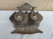 ANTICO XIX secolo CALAMAIO INKWELL IN FERRO NUMERATO NELLA PARTE SOTTOSTANTE