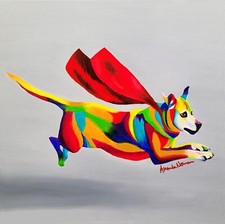 Cane cucciolo colorato Pit Bull mantello rosso stampa artistica di dipinto di Amanda Norman