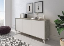 Credenza moderna mobile madia multispazio bianco grigio 3 ante salotto soggiorno