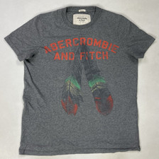 Abercrombie & Fitch T-Shirt Grafica Piuma Uomo Muscolo Grigio Medio Manica Corta