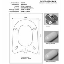 Copriwater Ideal Standard DIAGONAL BIANCO I.S.  Cerniera Cromo-Sedile-Asse Wc