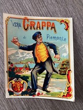 ETICHETTA DA LIQUORE DISTILLATO VERA GRAPPA DI PIEMONTE VINTAGE ANNI 20