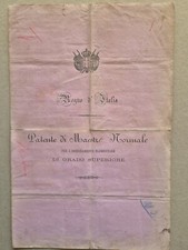 SOLETO LECCE - 1875 - PATENTE DI MAESTRO NORMALE INSEGNAMENTO SUPERIORE