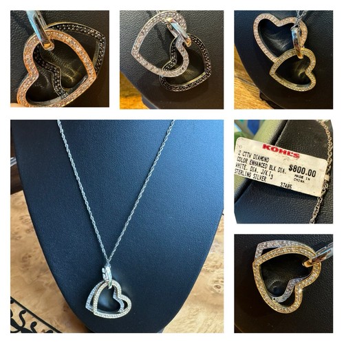 Collana doppio cuore diamante - doppio,