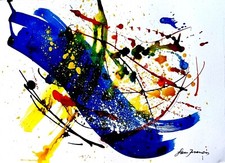SAM FRANCIS   060  Colured ink on HEAVY CARDBOARD !!   BEAUTIFULL !!!!!!!!