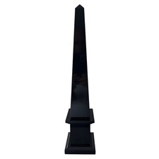 Obelisco Classico in Marmo Nero Acceglio Scultura da Tavolo H 40cm