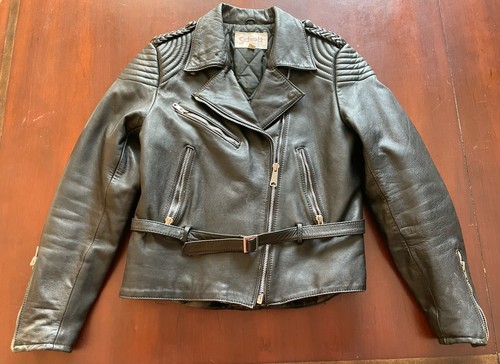 Giacca moto pelle nera