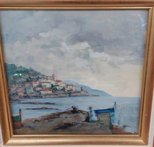 dipinto VEDUTA  DI AMALFI-- ---AUTORE DELLEPIANE------MOLTO BELLO----