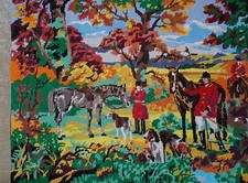 Quadro mezzo punto ricamato a mano Scena di Caccia