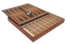 Italfama Scacchiera In Finta Pelle Con Storage + Dama E Backgammon, 48x48cm