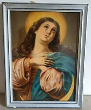 Capo letto quadro con litografia di immagine sacra fine 800