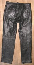 " Turbo " Uomo- Jeans IN Pelle/Biker- Pantaloni di Pelle Nero W33 " / 31 " Circa