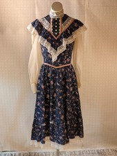 Abito vintage Gunne Sax 9 Calico floreale cottage core midi velluto pizzo western
