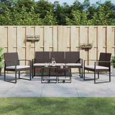 vidaXL Set da Pranzo da Giardino 5 pz con Cuscini in PP Rattan Marrone