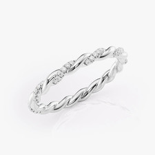 Fede Nuziale Donna 0,15 Ct Creata in Laboratorio Taglio Tondo Diamante 950...