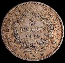 5 franchi 1875 A Ercole in argento