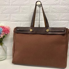 Hermès Herbag Tote tote tela e pelle marrone oro ferramenta con custodia interna 2511TK