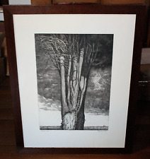 "Cipresso e paesaggio nuvoloso" - Franco Dugo, acquaforte puntasecca, del 1995.