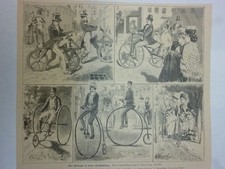 Orig. Holzstich - Radfahren -