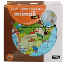 MAPPAMONDO gonfiabile ANIMALI caly MAXI diametro 50 cm GLOBO GEOGRAFICO età 3+