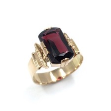 anello antico oro 14kt granato oro giallo 585 gioiello stile Biedermeier...