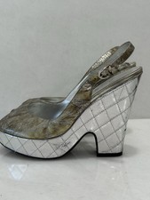 Sandali alla caviglia Linea Paolo in pelle con zeppa tacco argento marmo misura 11