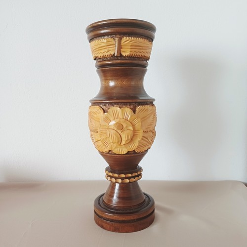 Vaso legno decoro floreale - decoro,