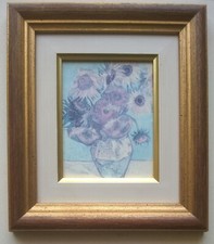 Quadro Floreale con Cornice Artigianale - Girasoli Pastello
