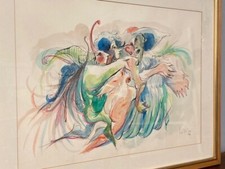 Dipinto acquarello e China G. Lizzini firmato XX sec Arte contemporanea