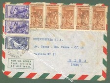 REPUBBLICA ITALIANA. Storia Postale. Frontespizio di aeregramma da Genova x Lima