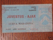 JUVENTUS AJAX HOLLAND BIGLIETTO TICKET 77/78 C.CAMPIONI