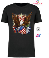 MAGLIETTA T-SHIRT NERA BANDIERA AMERICANA VINTAGE MOTORCYCLES  FLAG