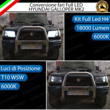 CONVERSIONE FARI LED HYUNDAI GALLOPER MK2 II LED H4 + LED POSIZIONE T10 6000K
