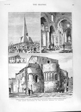 Antica stampa originale 1882 Palermo Chiesa Spirito Santo Monumento Gibilro XIX