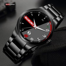 Orologio Nero Lucido in Acciaio Moto con Rapporti per fan di Suzuki Biker GSX-R