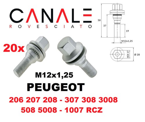 Bulloni peugeot 206 207 - 20,