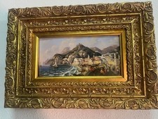 Dipinto a olio su tavola XX Secolo: Amalfi di Enrico Capuano
