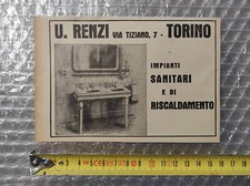 Antica pubblicità del 1926 ditta U. Renzi Torino impianti sanitari riscaldamento