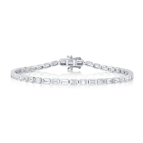 14k oro bianco baguette - oro,