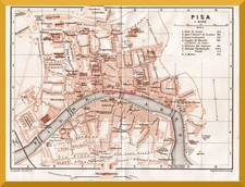 Pisa +Pianta storica del 1905+ Mappa storica +Torre in ardesia, Torre pendente+