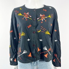 Maglione Halloween Vintage Michael Simon Lite Nero Ricamato Taglia L Streghe