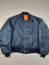 Giacca Bomber Alpha Industries MA-1 Vintage Made in USA Blue Navy Orange size S