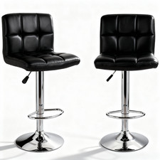 Coppia Sgabelli Ergonomici in PU, Altezza Regolabile 61-82 cm, Base Acciaio