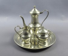 Servizio da tè peltro teiera lattiera zuccheriera vassoio vintage anni ‘70