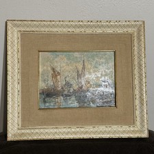 ILIO GIANNACCINI Quadro originale impressionista italiano “Pescatori a Fiumicino”