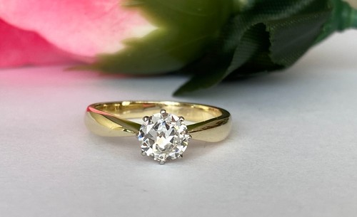 Anello solitario oro - giallo, 14